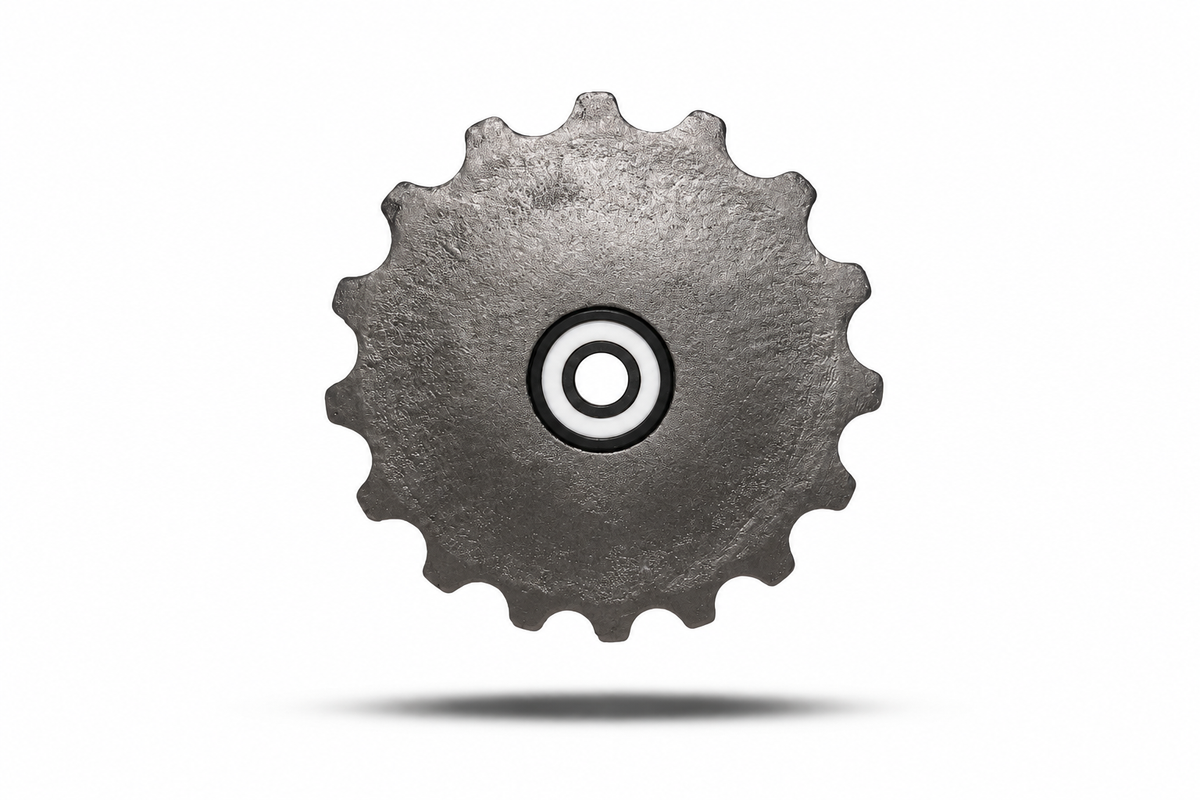 KAIZN Titanium AERO pulley wheel — hollow 3D-printed titanium with ceramic bearing